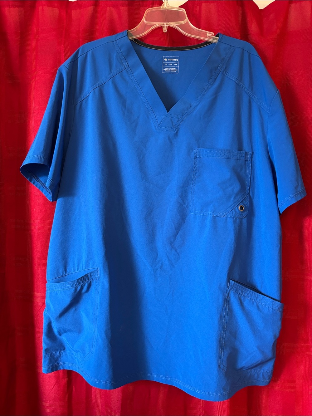 Men's Royal Blue Medical Scrub Top pit to pit 29” and stretchy